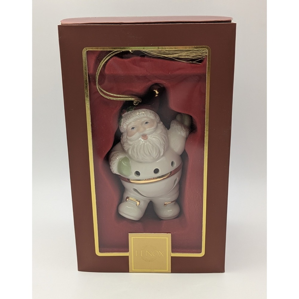LENOX JINGLE BELLY SANTA  CHRISTMAS TREE ORNAMENT Ivory Porcelain‎ #797538